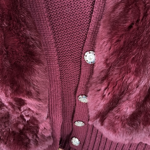 Wine colored rabbit fur sweater size large - Picture 3 of 5